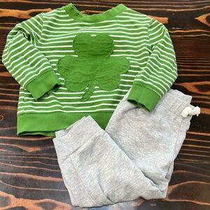 18 Month Carters Shamrock Long Sleeve Shirt and pant set! So cute!!! ☘️
